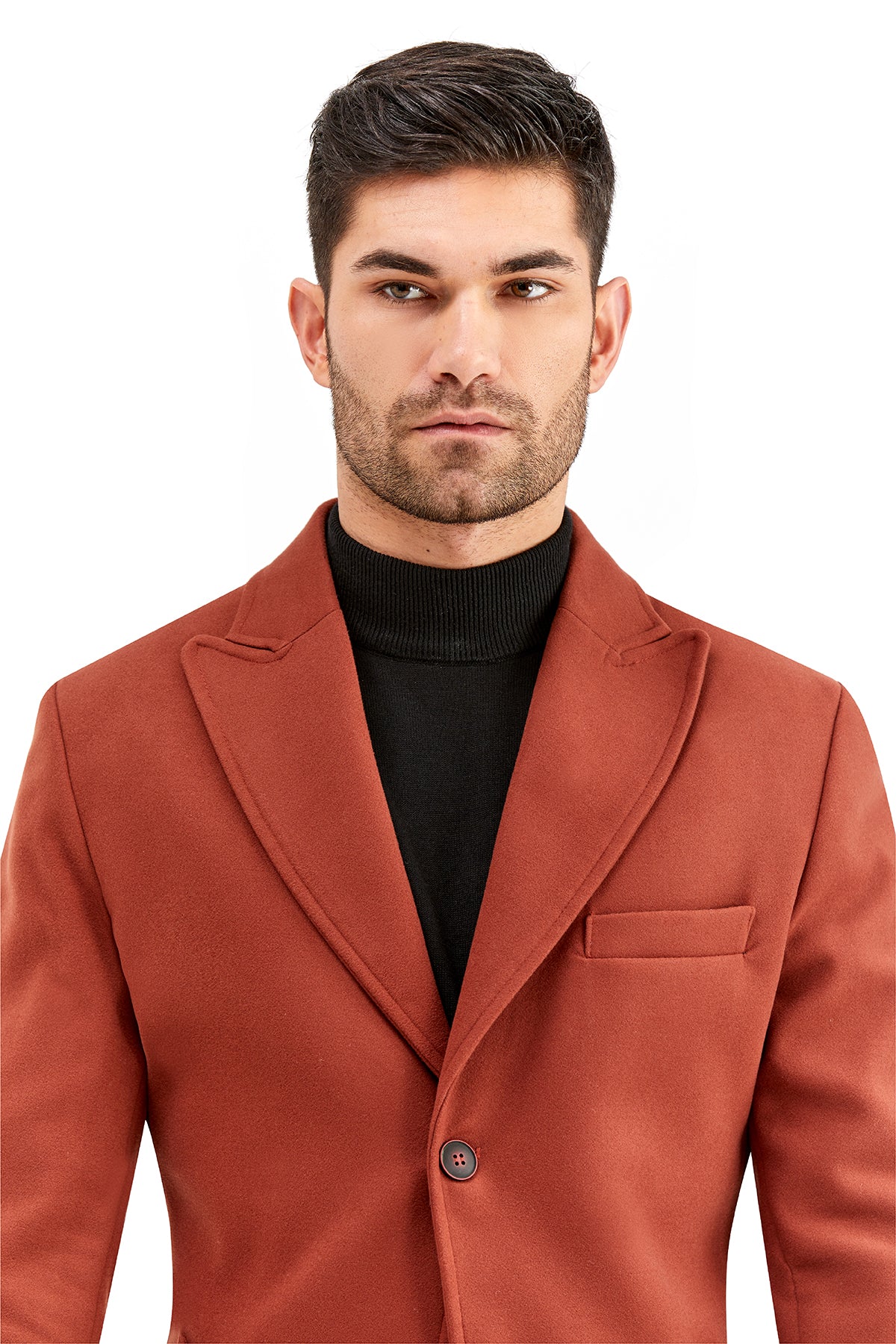 Slim-Fit Plain Coat - Maroon