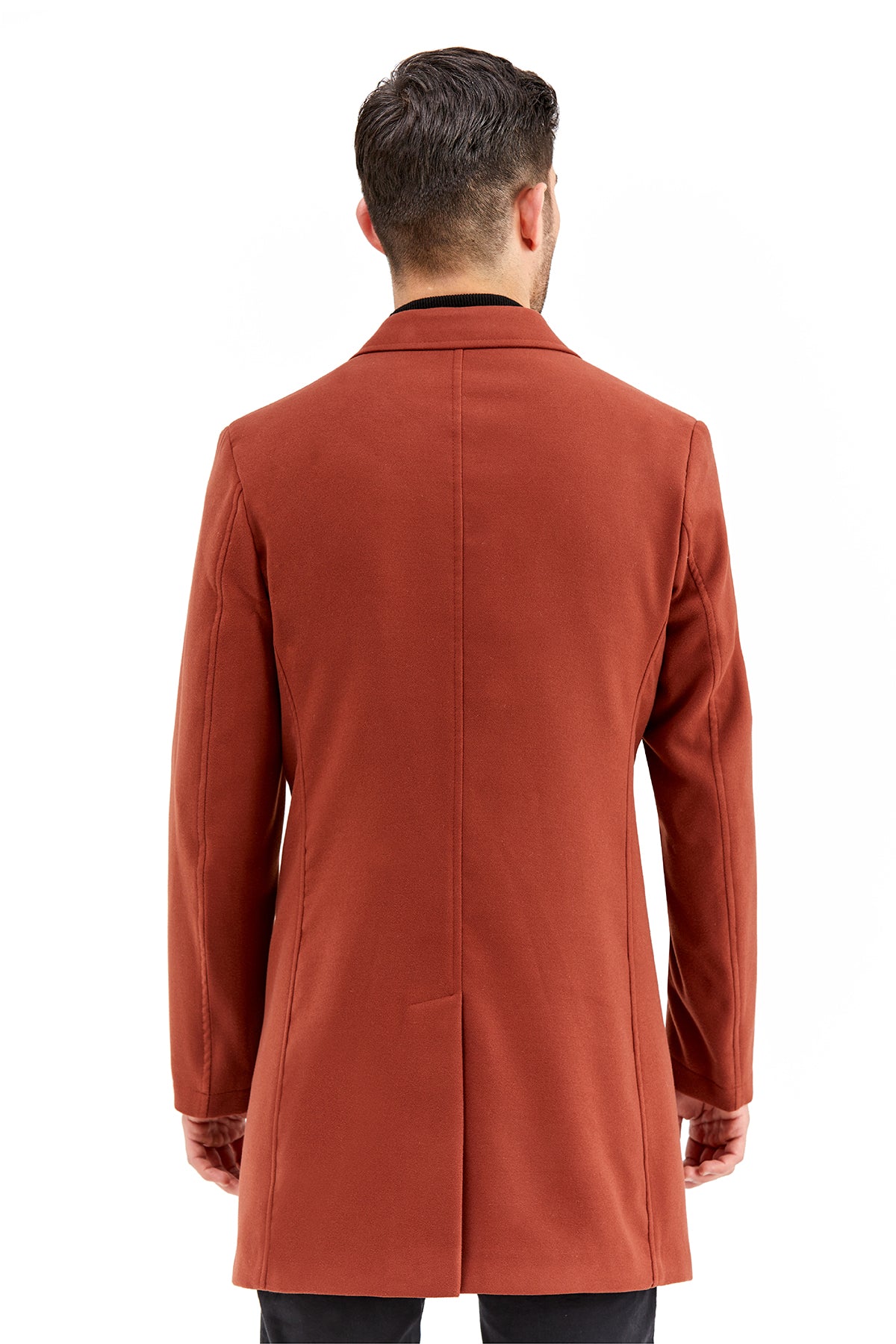 Slim-Fit Plain Coat - Maroon