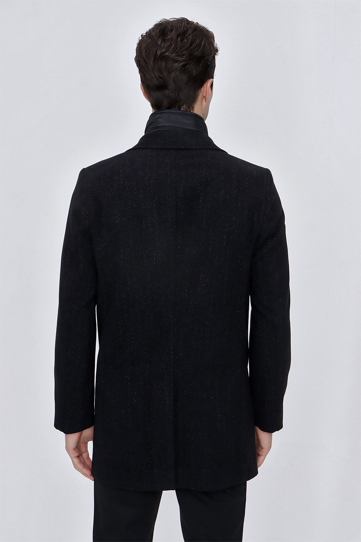 Slim-Fit Plain Coat - Black