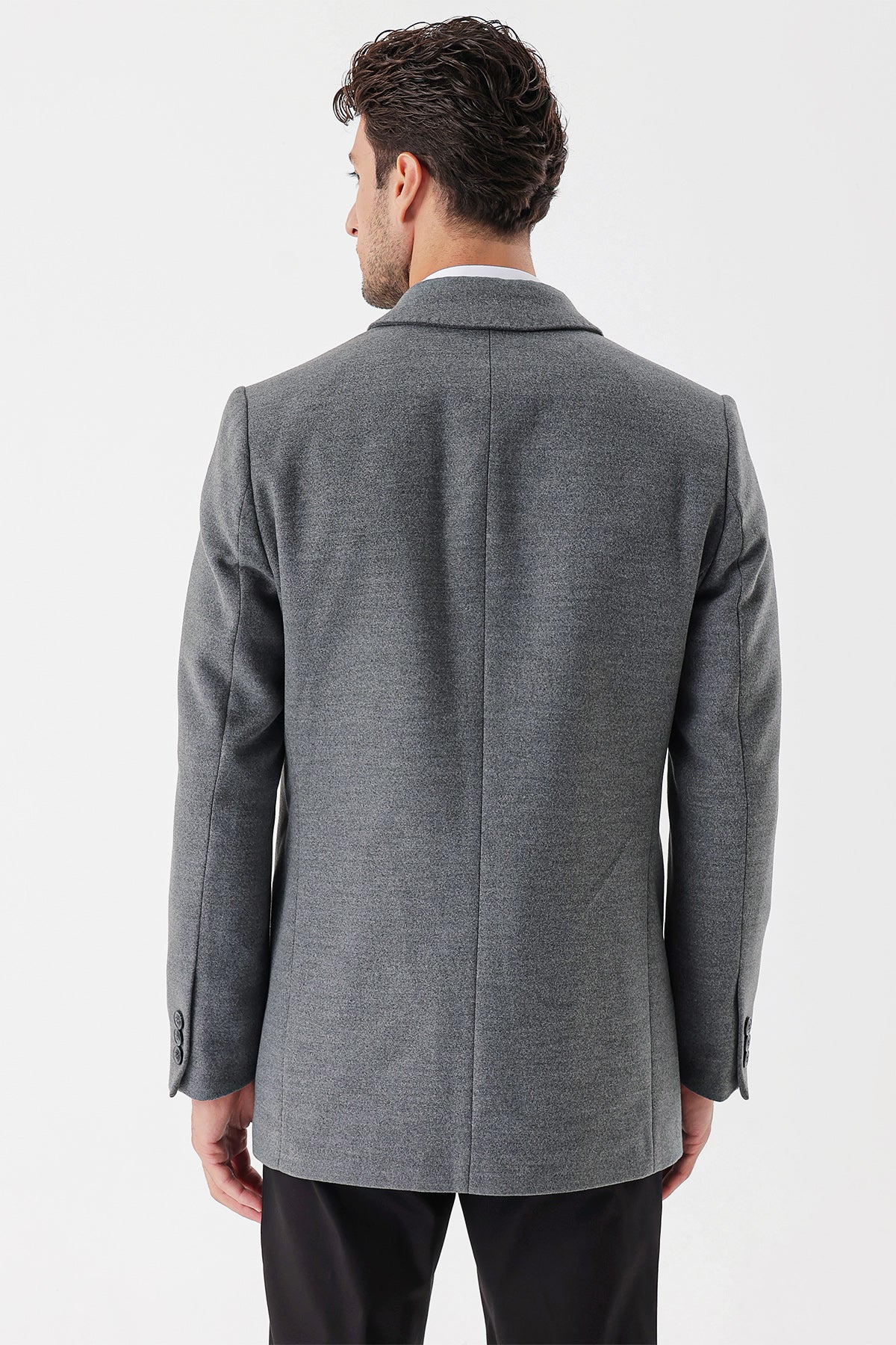 Comfort-Fit Plain Coat - Grey