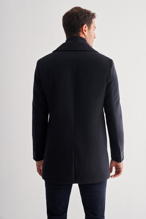 Comfort-Fit Plain Coat - Dark Navy
