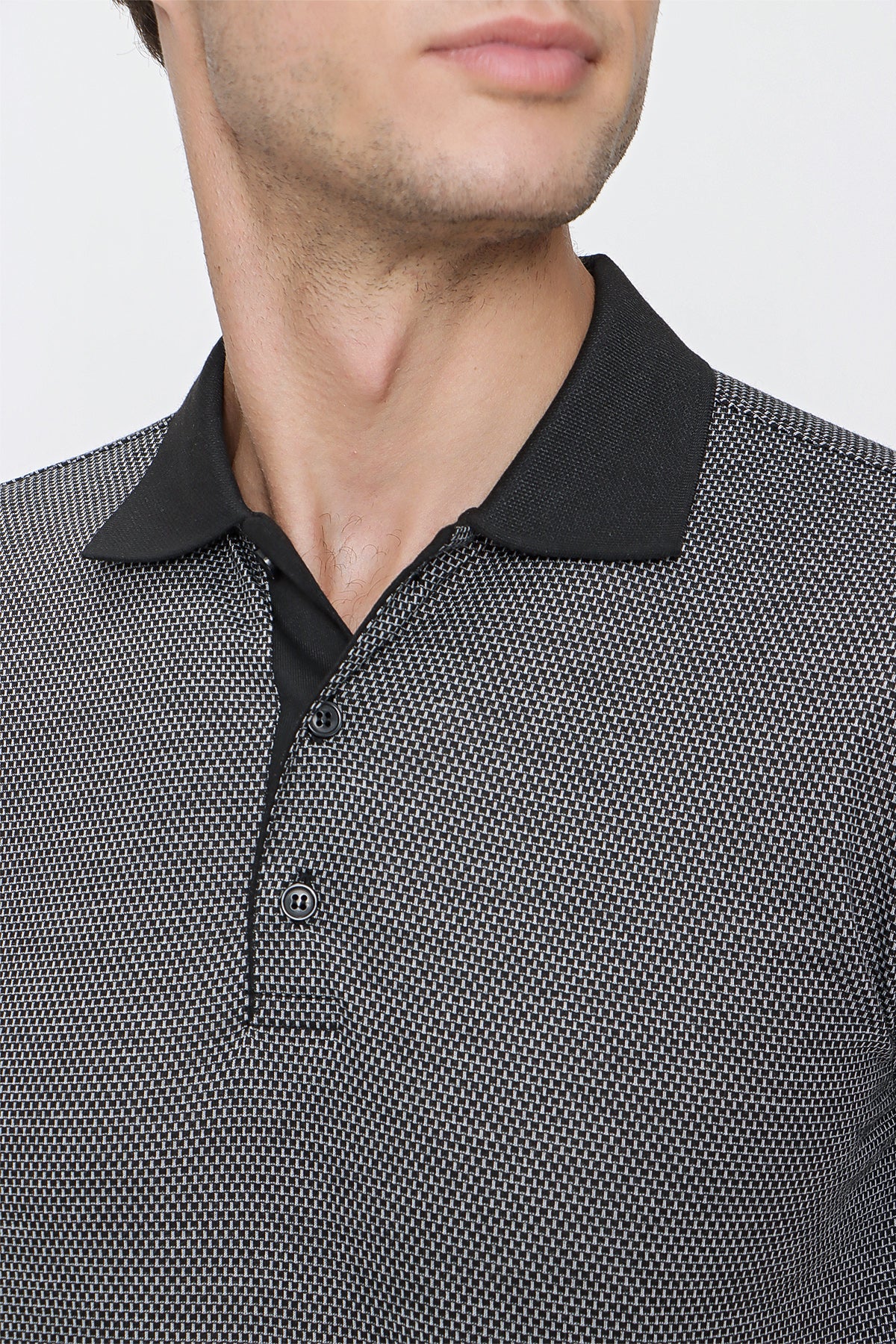 Comfort-Fit Textured Polo Shirt - Black