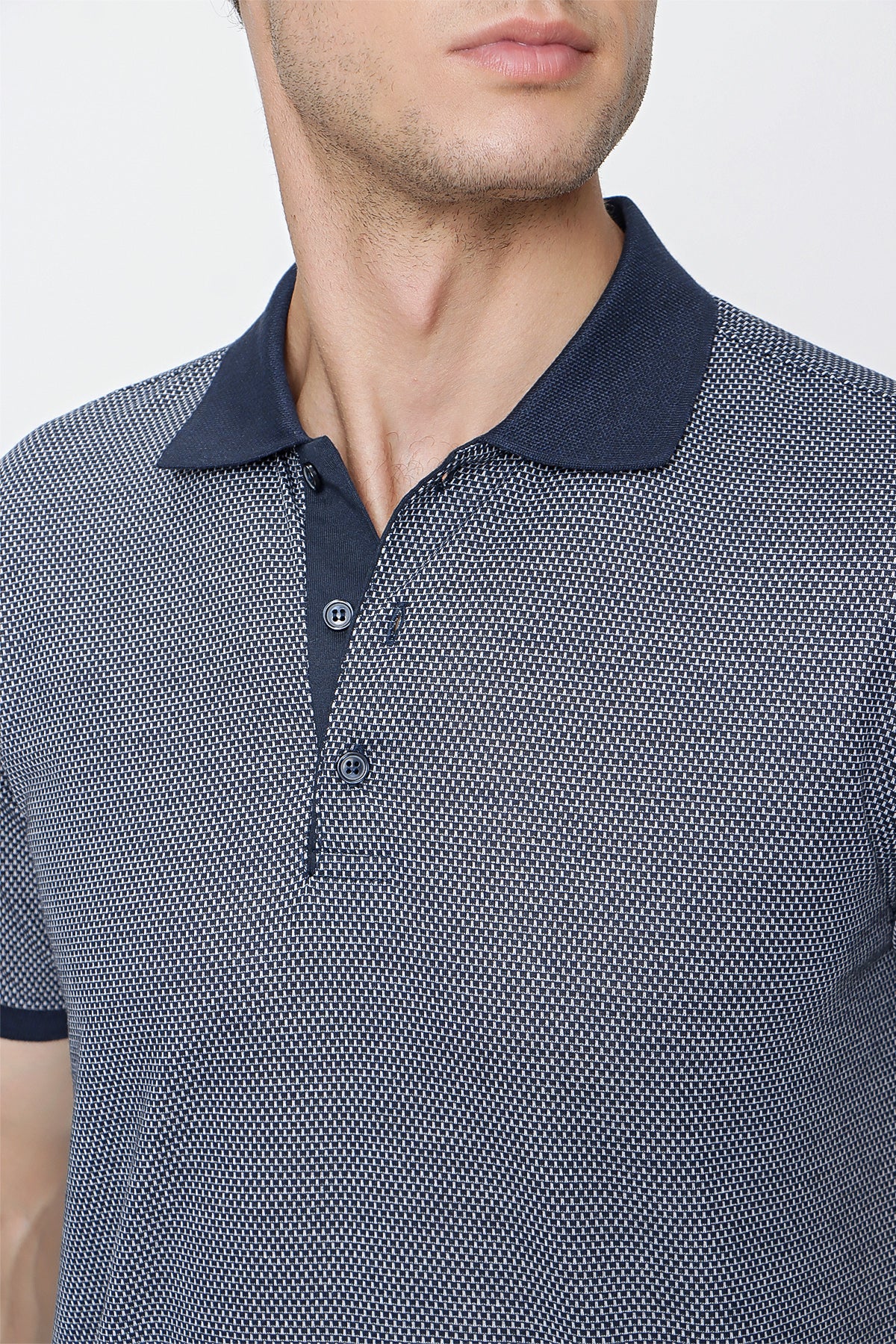 Comfort-Fit Textured Polo Shirt - Navy