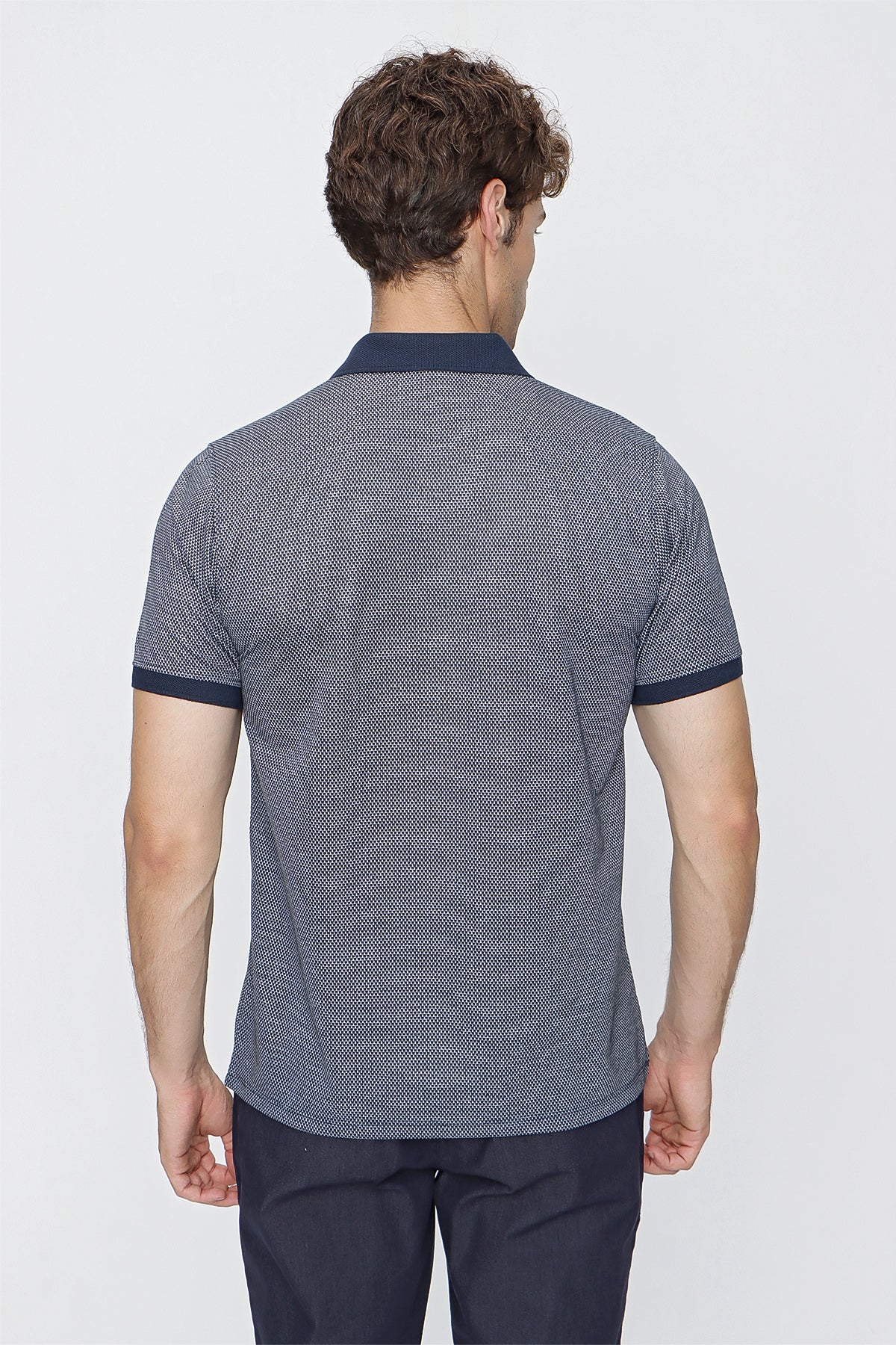 Comfort-Fit Textured Polo Shirt - Navy