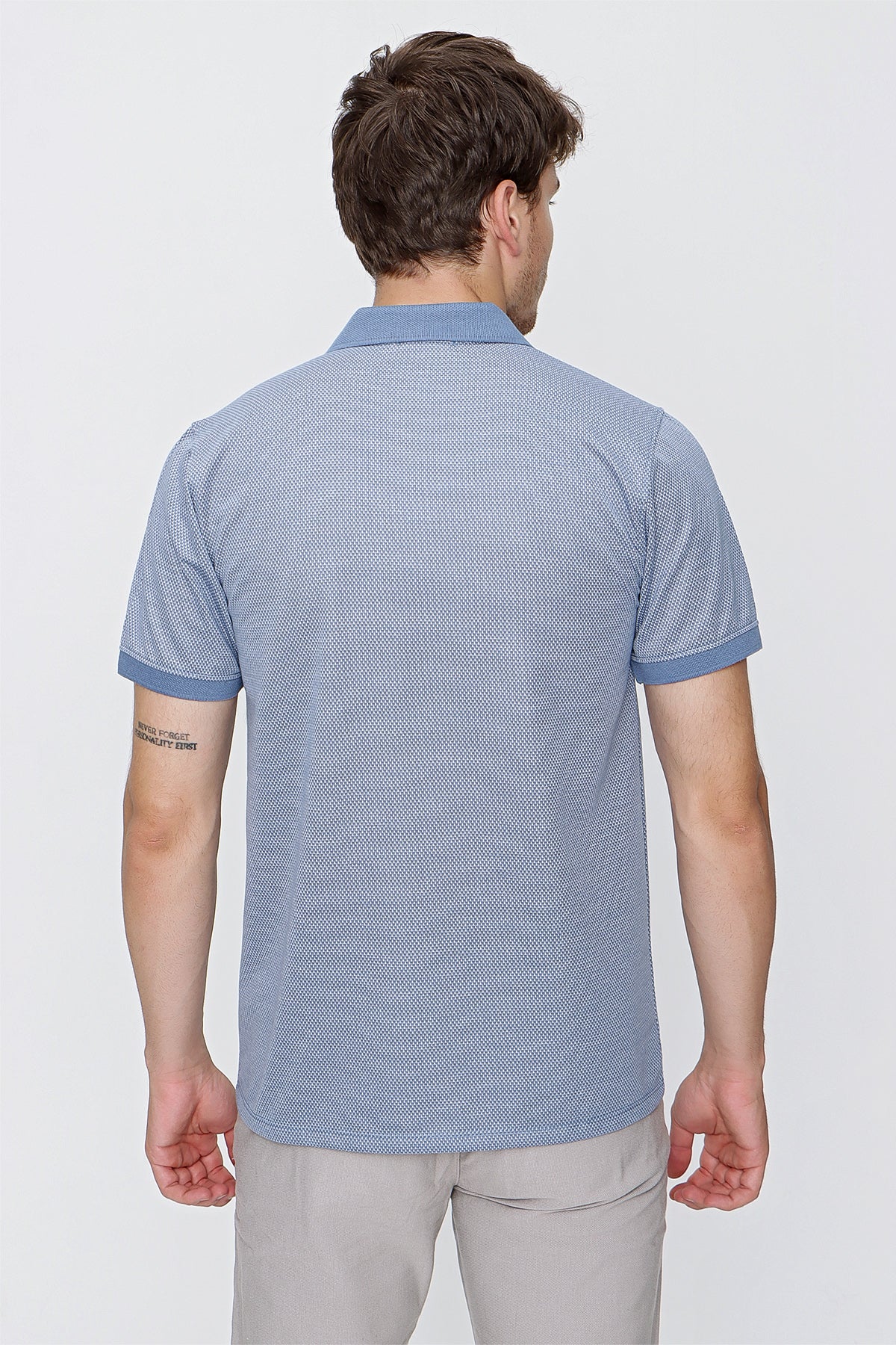 Comfort-Fit Textured Polo Shirt - Blue