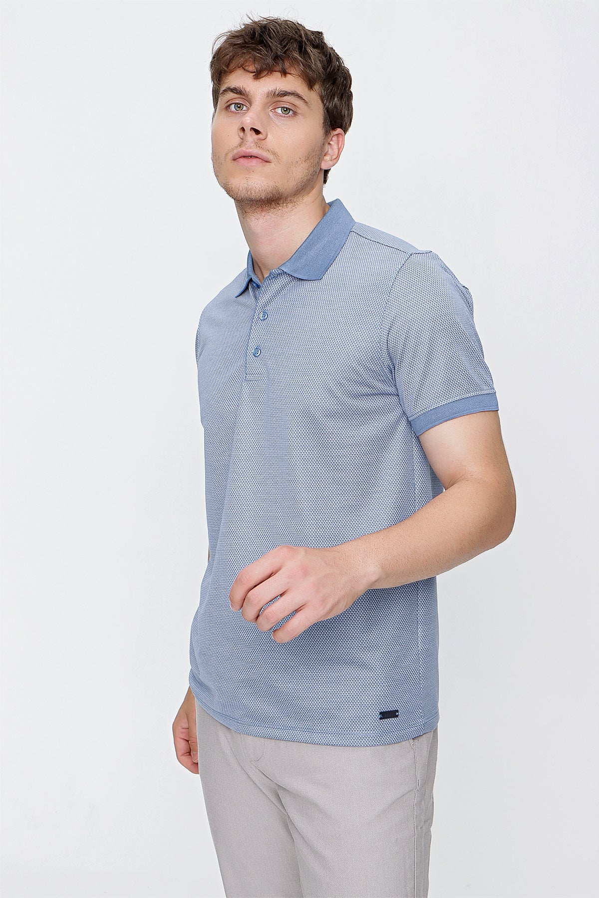 Comfort-Fit Textured Polo Shirt - Blue