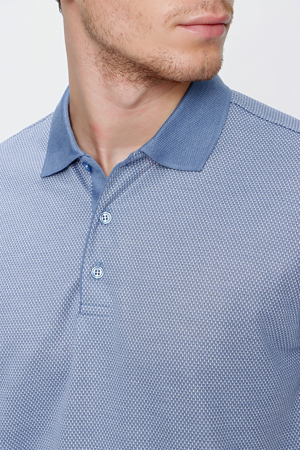 Comfort-Fit Textured Polo Shirt - Blue