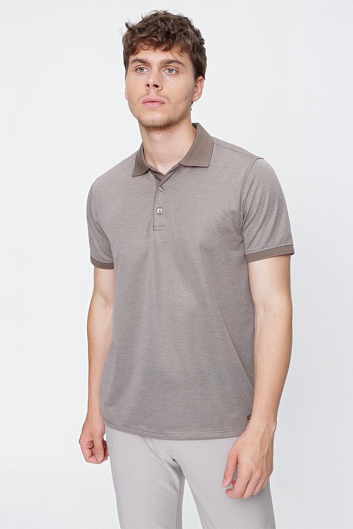 Comfort-Fit Textured Polo Shirt - Beige