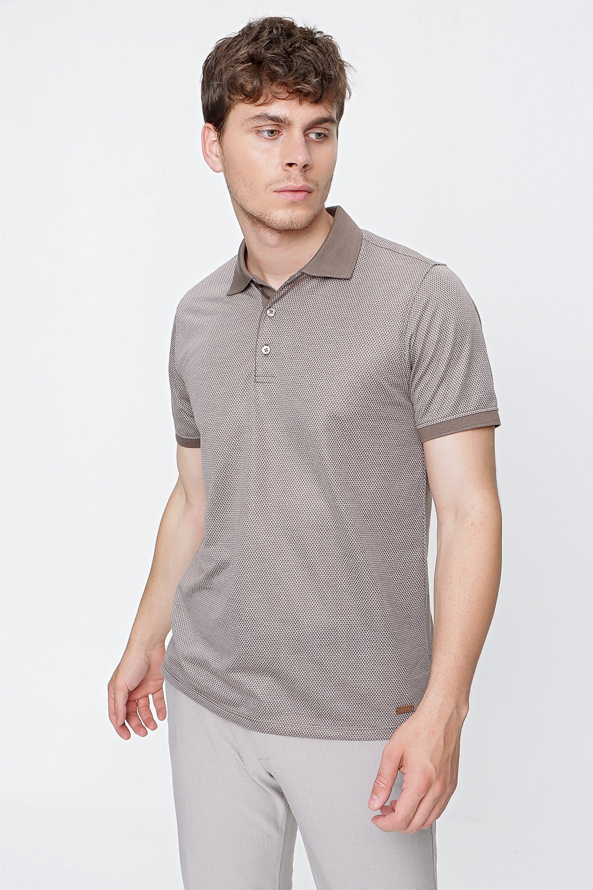 Comfort-Fit Textured Polo Shirt - Beige