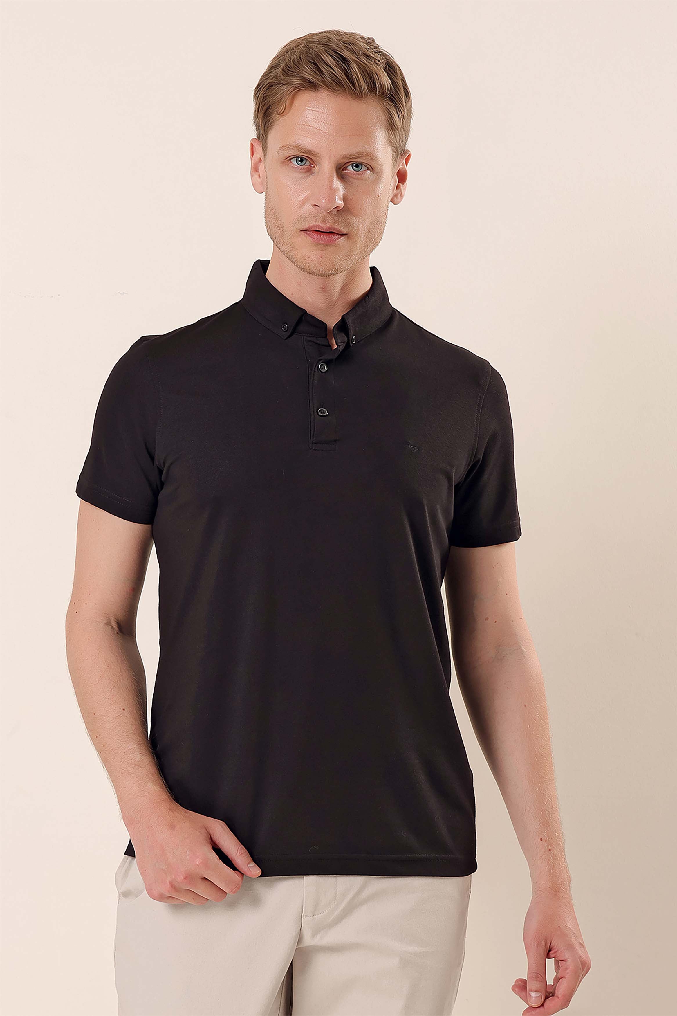 Slim-Fit Polo Shirt - Black