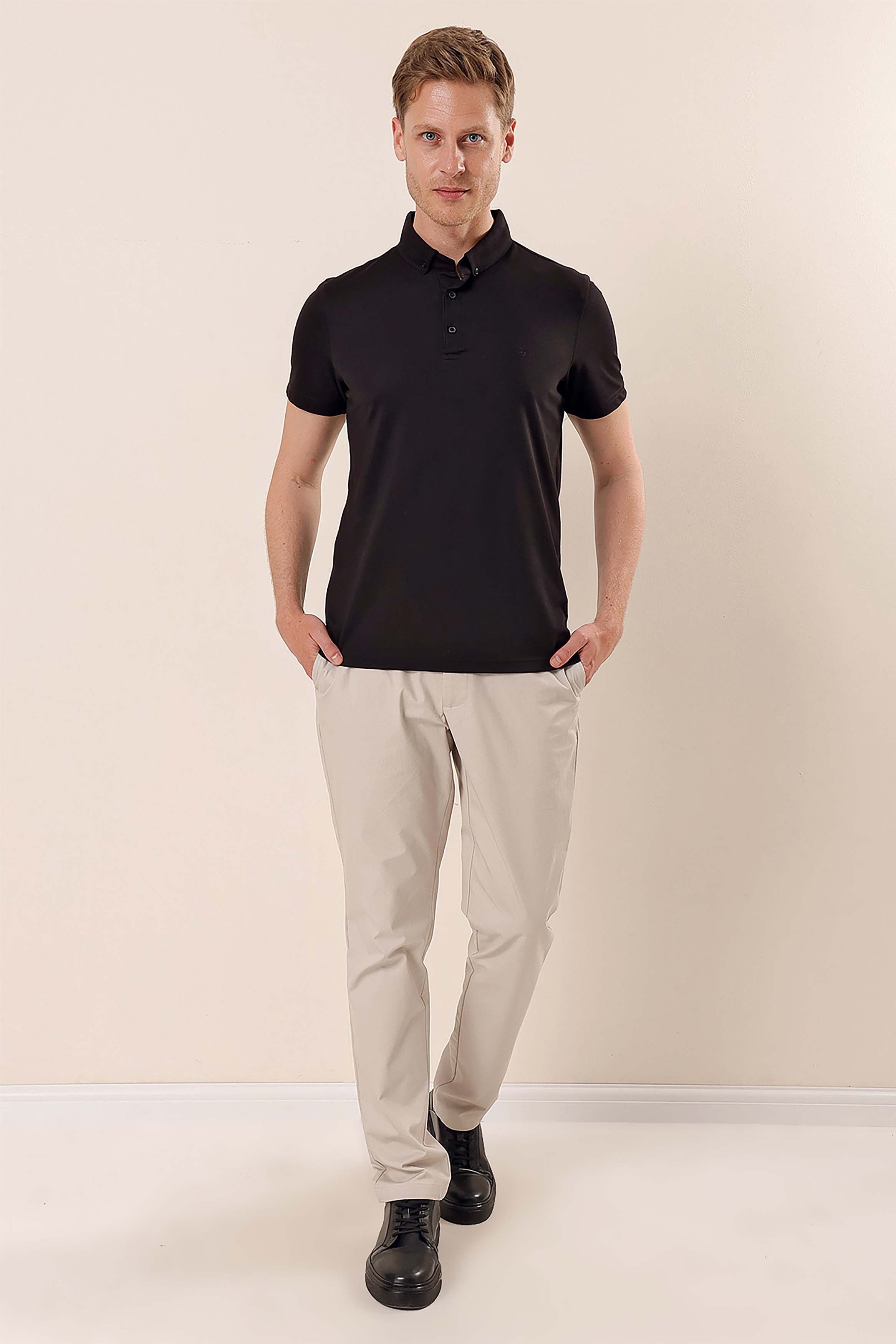 Slim-Fit Polo Shirt - Black