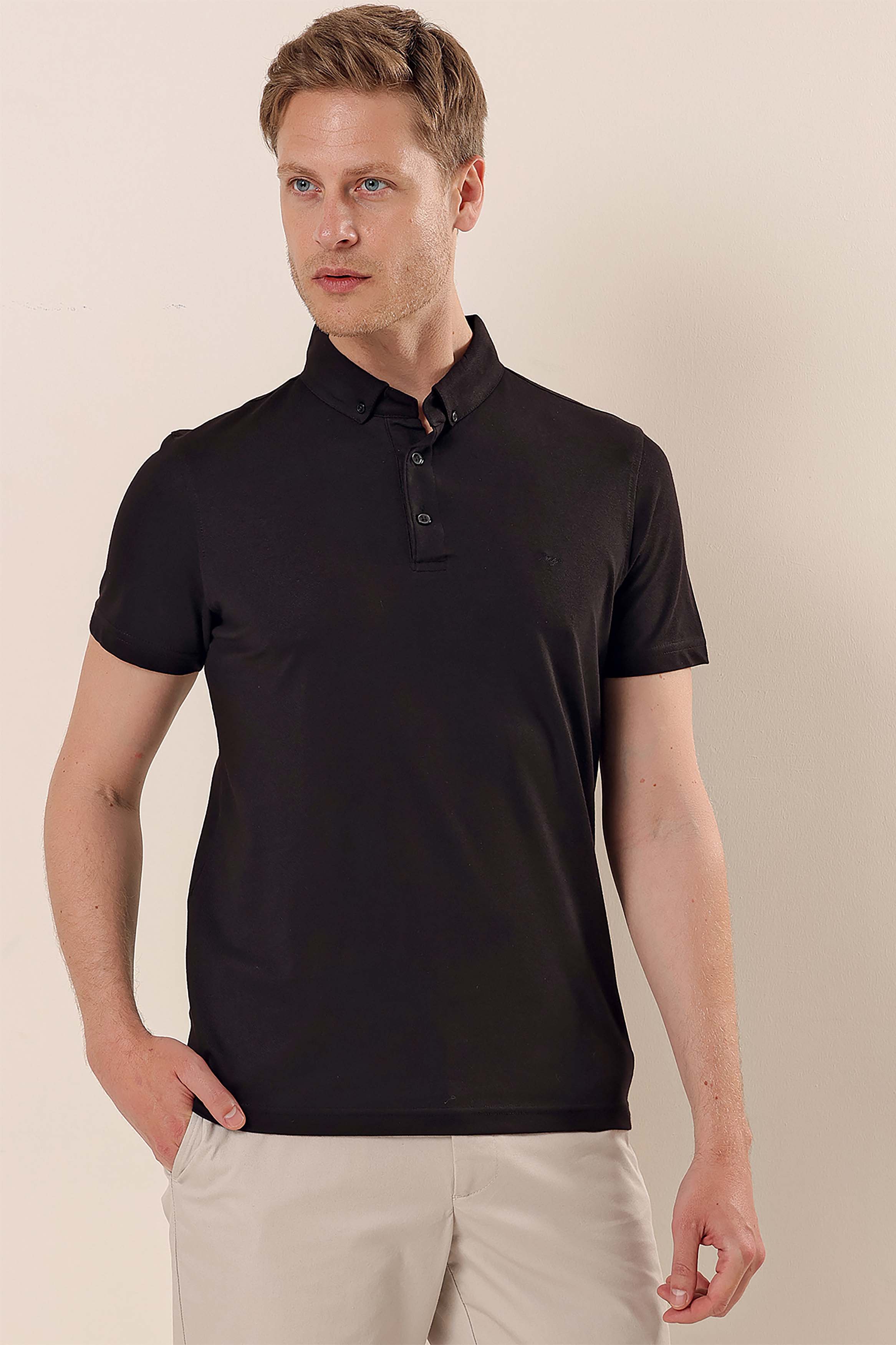 Slim-Fit Polo Shirt - Black