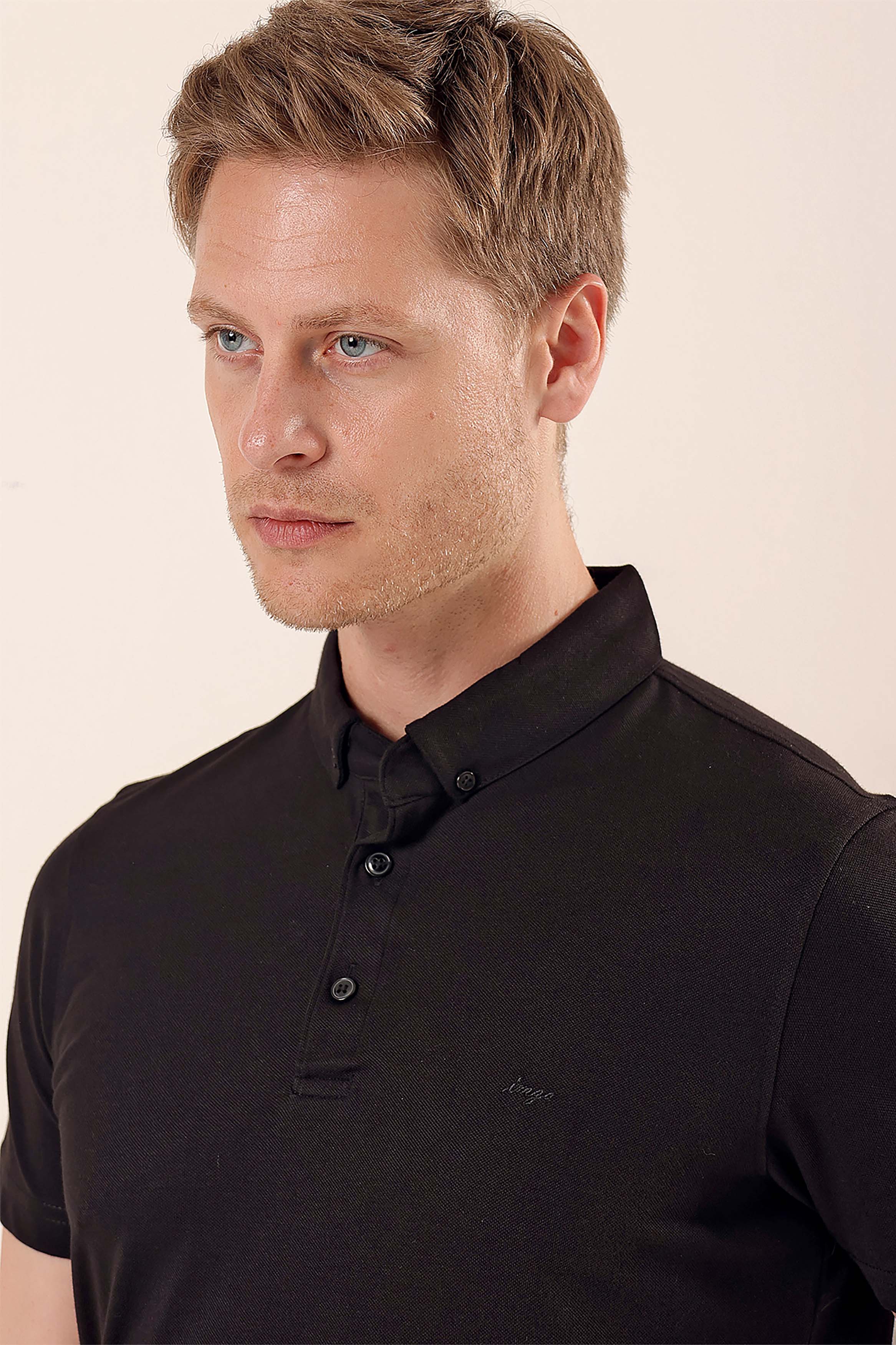 Slim-Fit Polo Shirt - Black