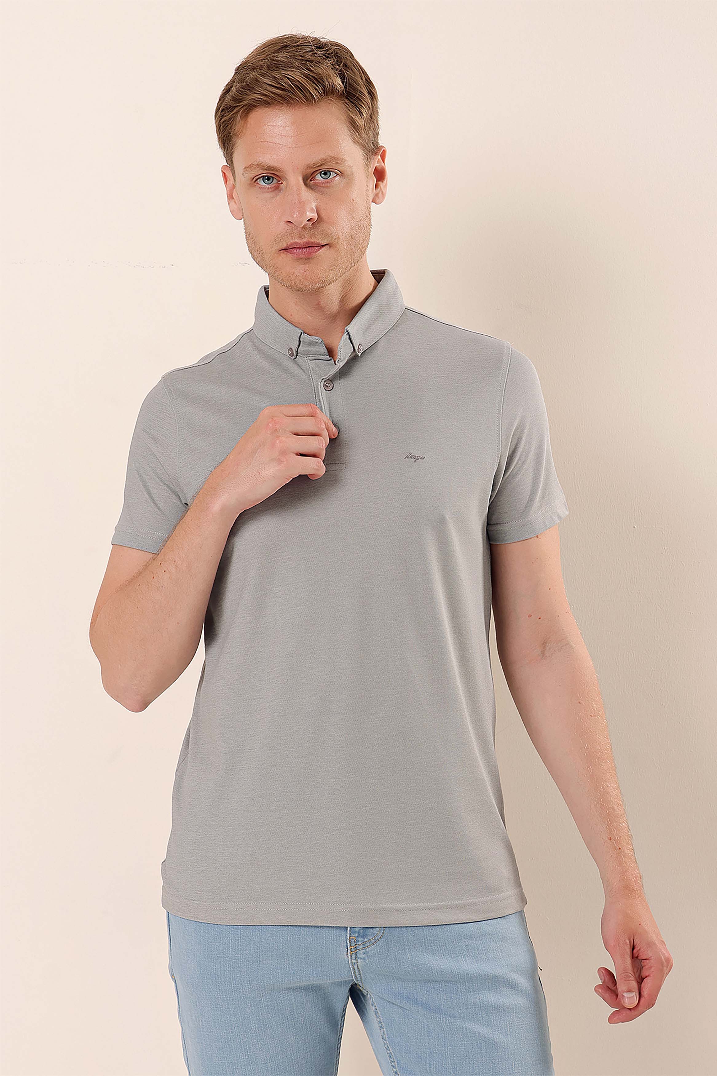 Slim-Fit Polo Shirt - Grey