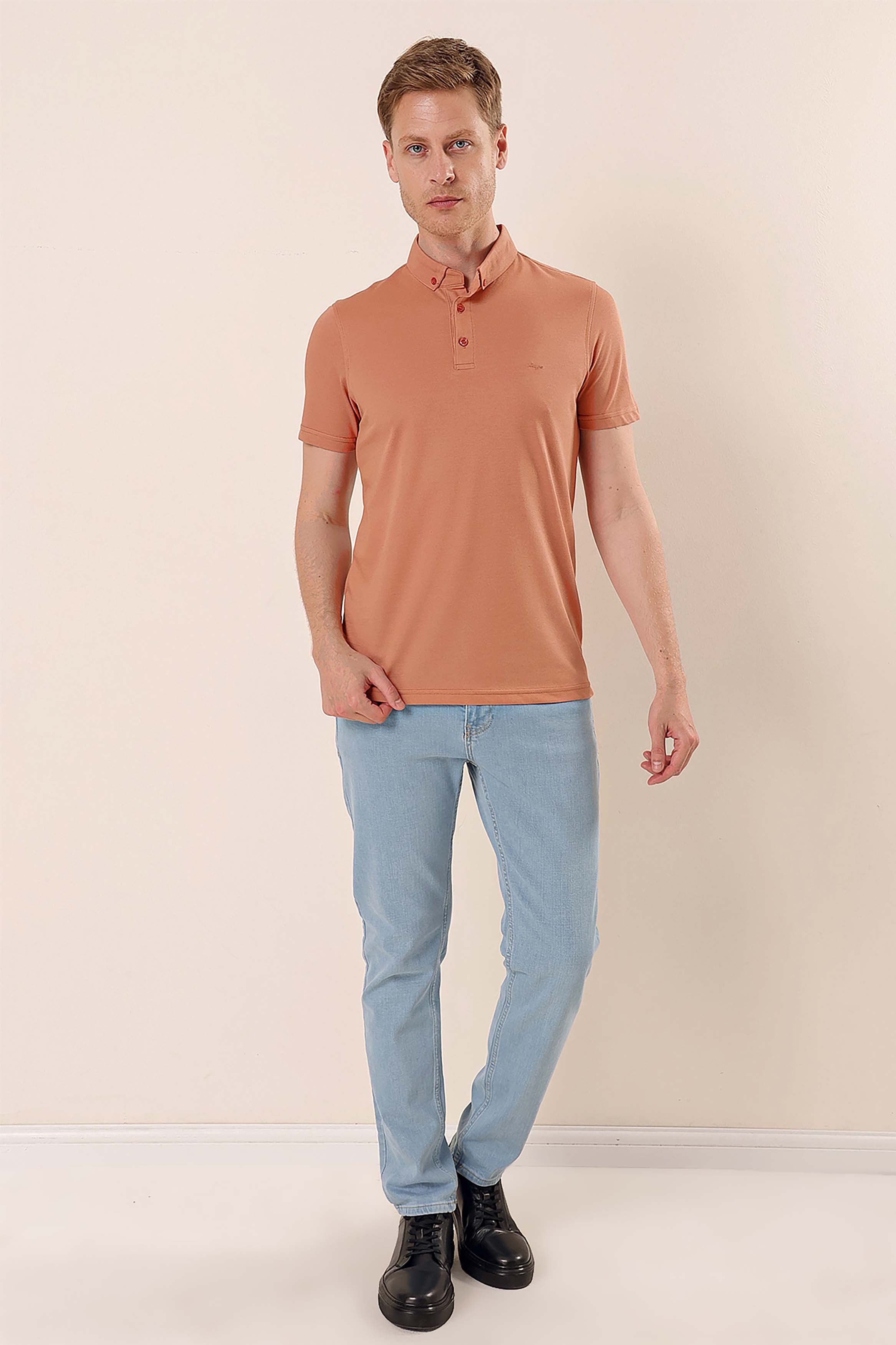 Slim-Fit Polo Shirt - Light Orange