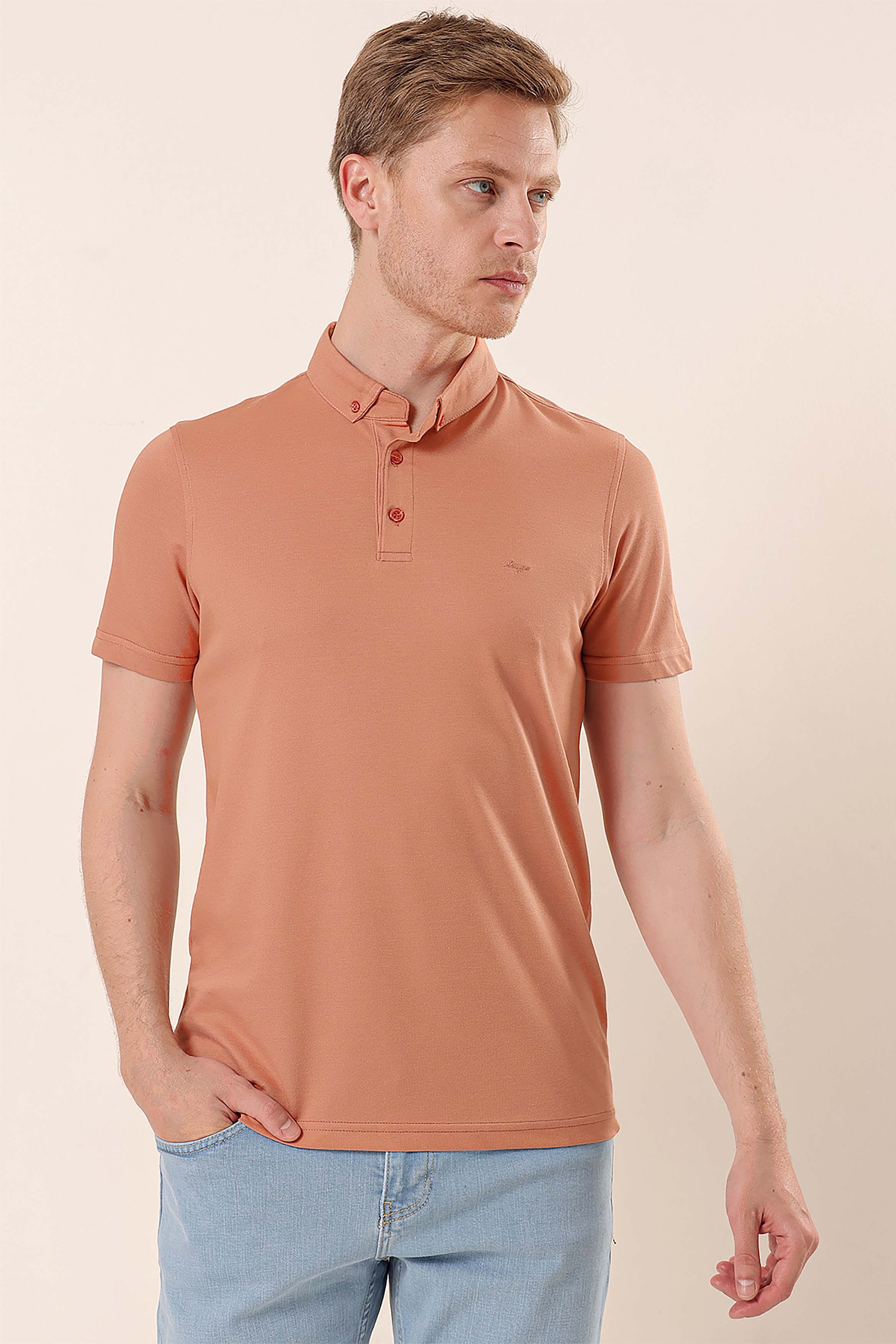 Slim-Fit Polo Shirt - Light Orange