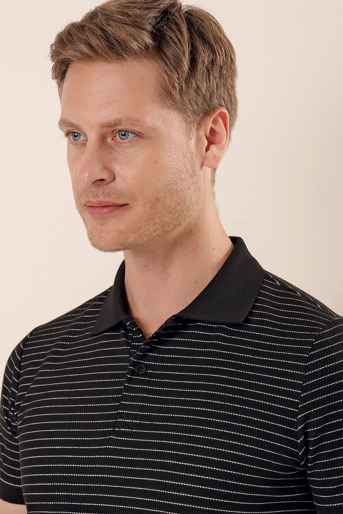 Slim-Fit Striped Polo Shirt - Black