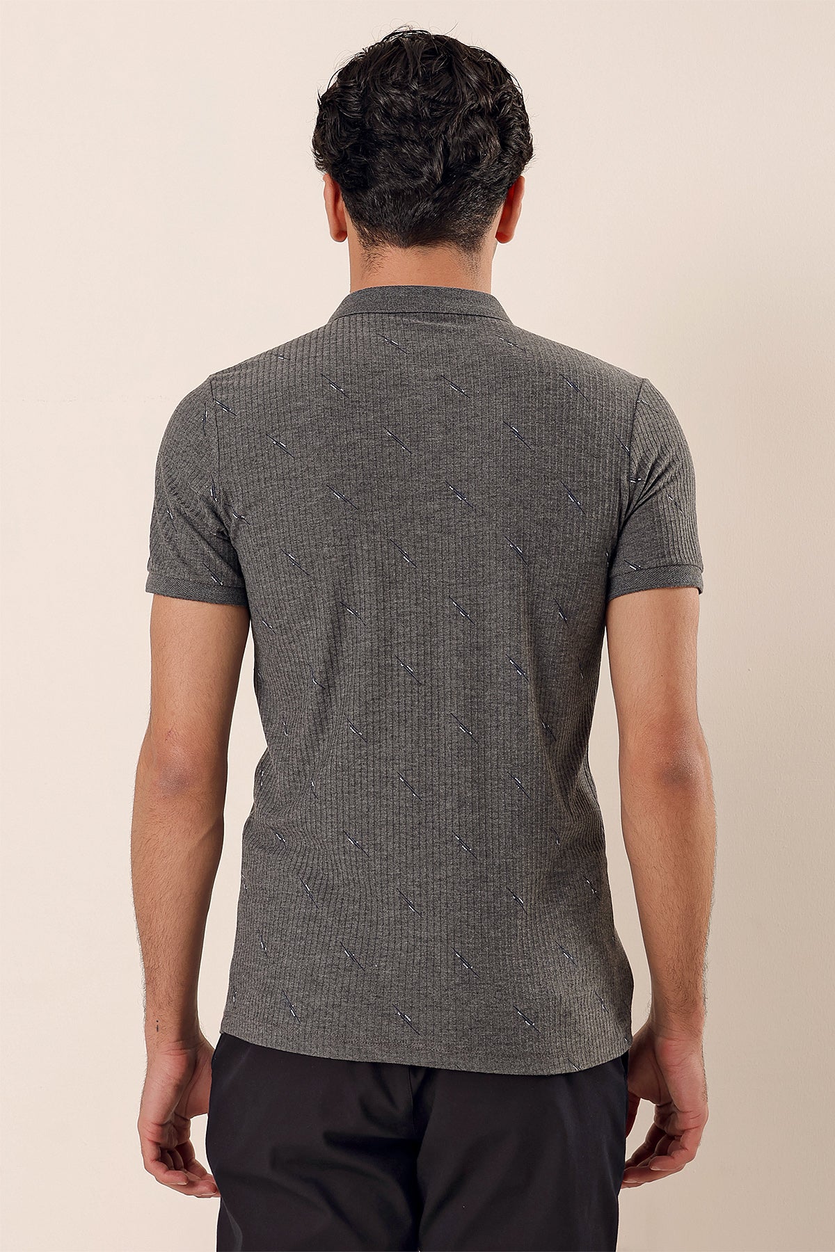 Slim-Fit Patterned Polo Shirt - Dark Grey