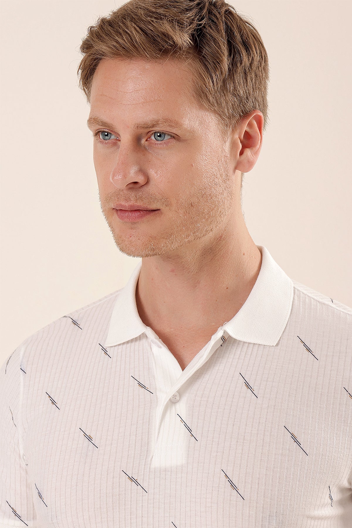 Slim-Fit Patterned Polo Shirt - White