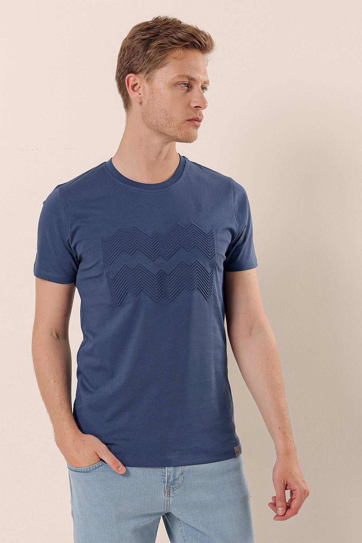 Slim-Fit Printed T-shirt - Indigo Blue