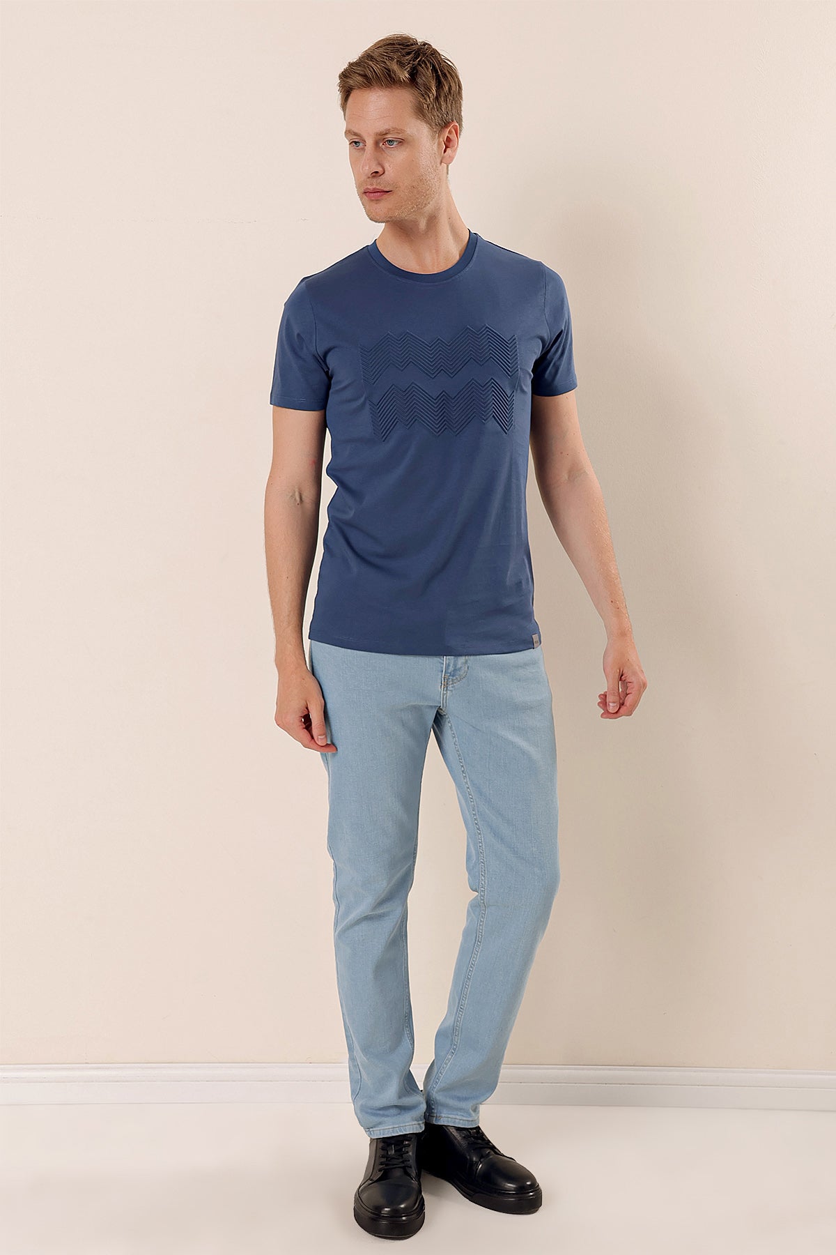 Slim-Fit Printed T-shirt - Indigo Blue