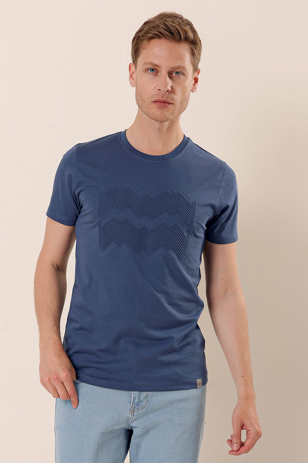 Slim-Fit Printed T-shirt - Indigo Blue