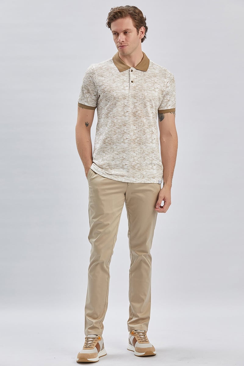 Slim-Fit Patterned Polo Shirt - Brown