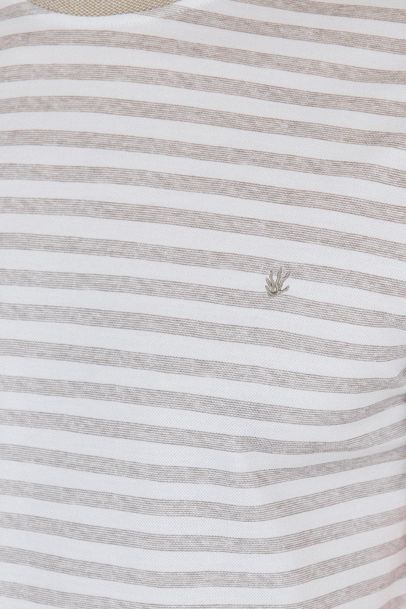 Brown Striped Slim-Fit Striped T-shirt