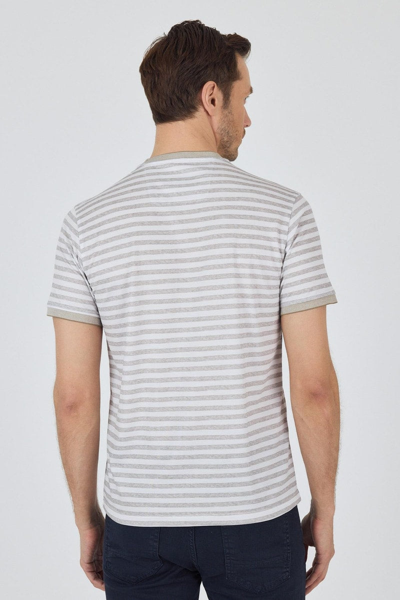 Slim-Fit Striped T-shirt - Brown