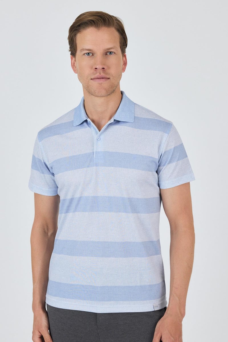 Slim-Fit Striped Polo Shirt - Blue