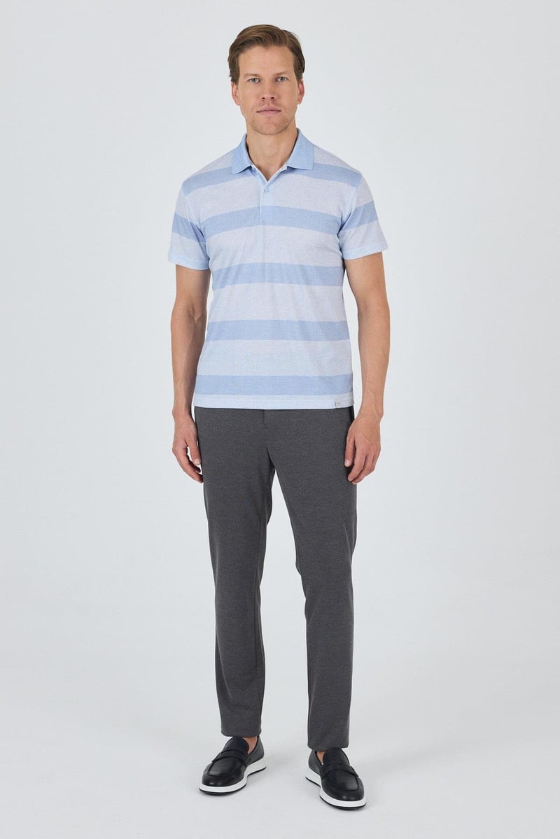 Slim-Fit Striped Polo Shirt - Blue