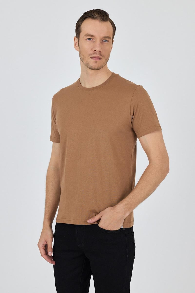 Slim-Fit Basic T-shirt - Camel