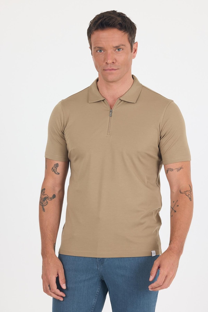 Slim-Fit Polo Shirt - Camel