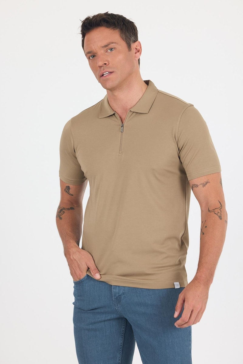 Slim-Fit Polo Shirt - Camel