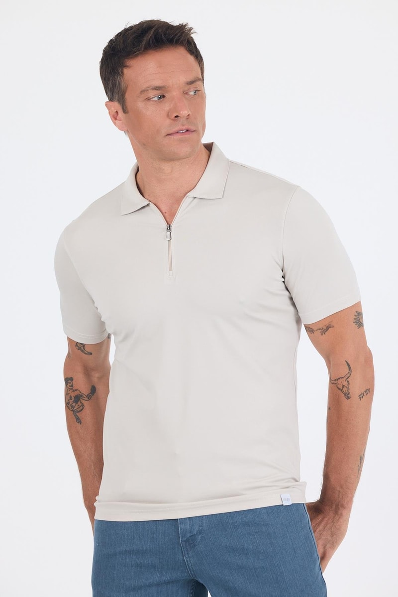 Slim-Fit Polo Shirt - Beige