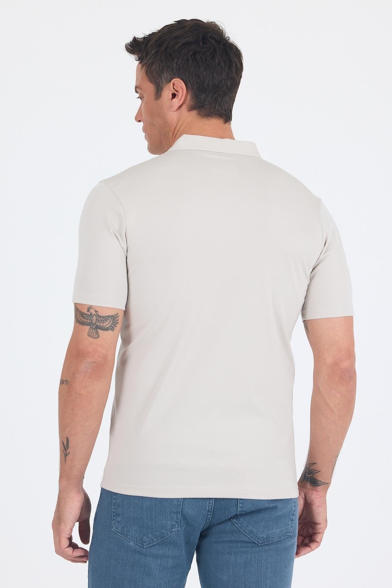 Slim-Fit Polo Shirt - Beige