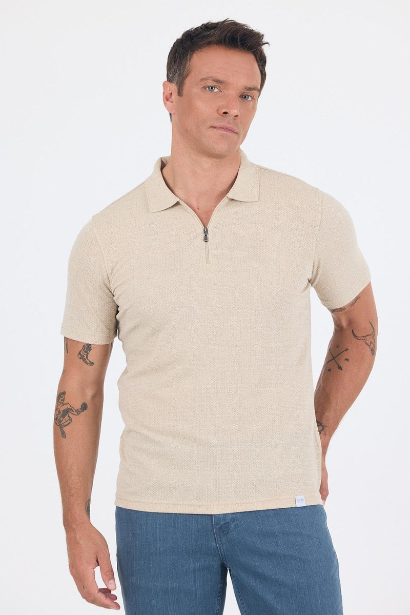 Slim-Fit Polo Shirt - Beige