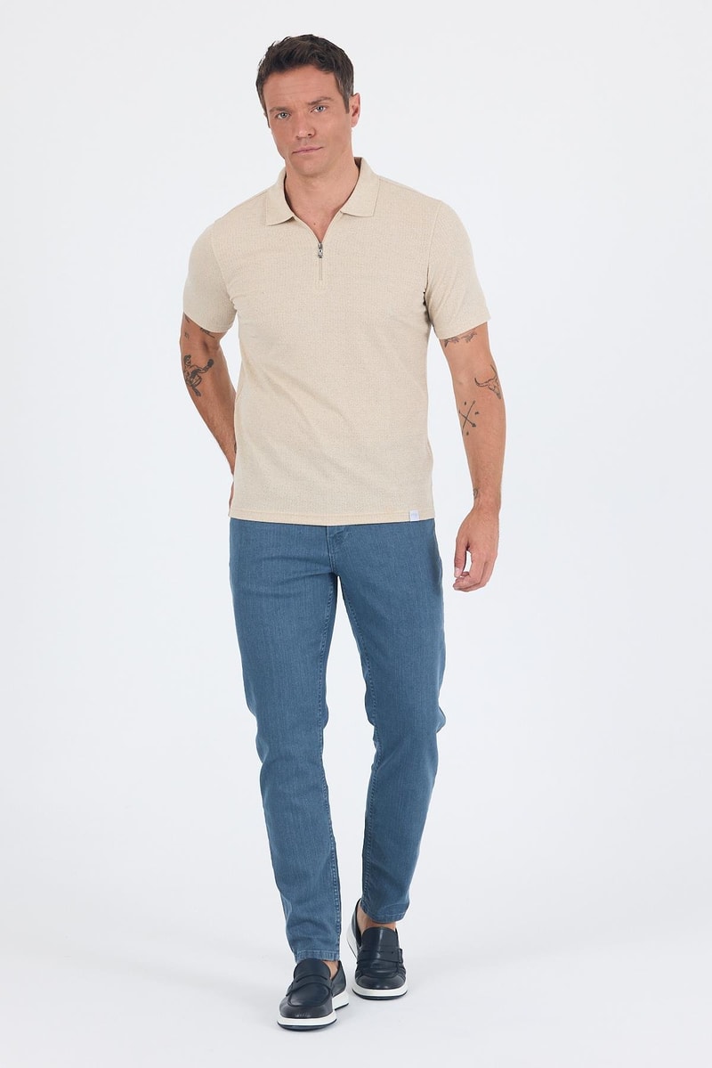 Slim-Fit Polo Shirt - Beige