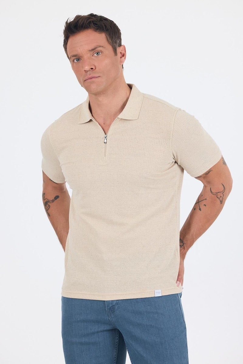 Slim-Fit Polo Shirt - Beige