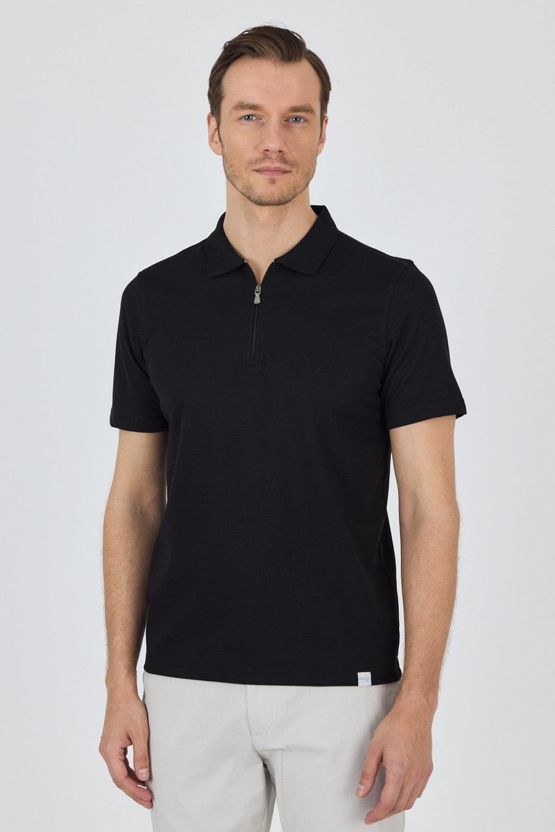Slim-Fit Polo Shirt - Black