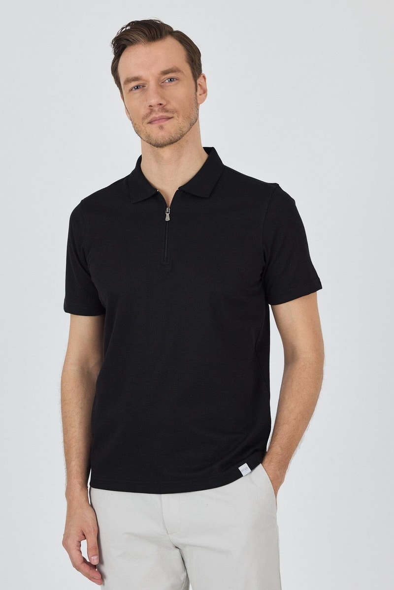 Slim-Fit Polo Shirt - Black