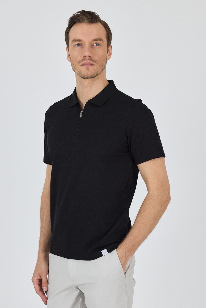 Slim-Fit Polo Shirt - Black