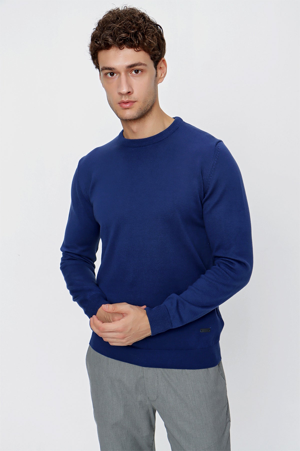 Comfort-Fit Round-Neck Knitwear - Indigo Blue