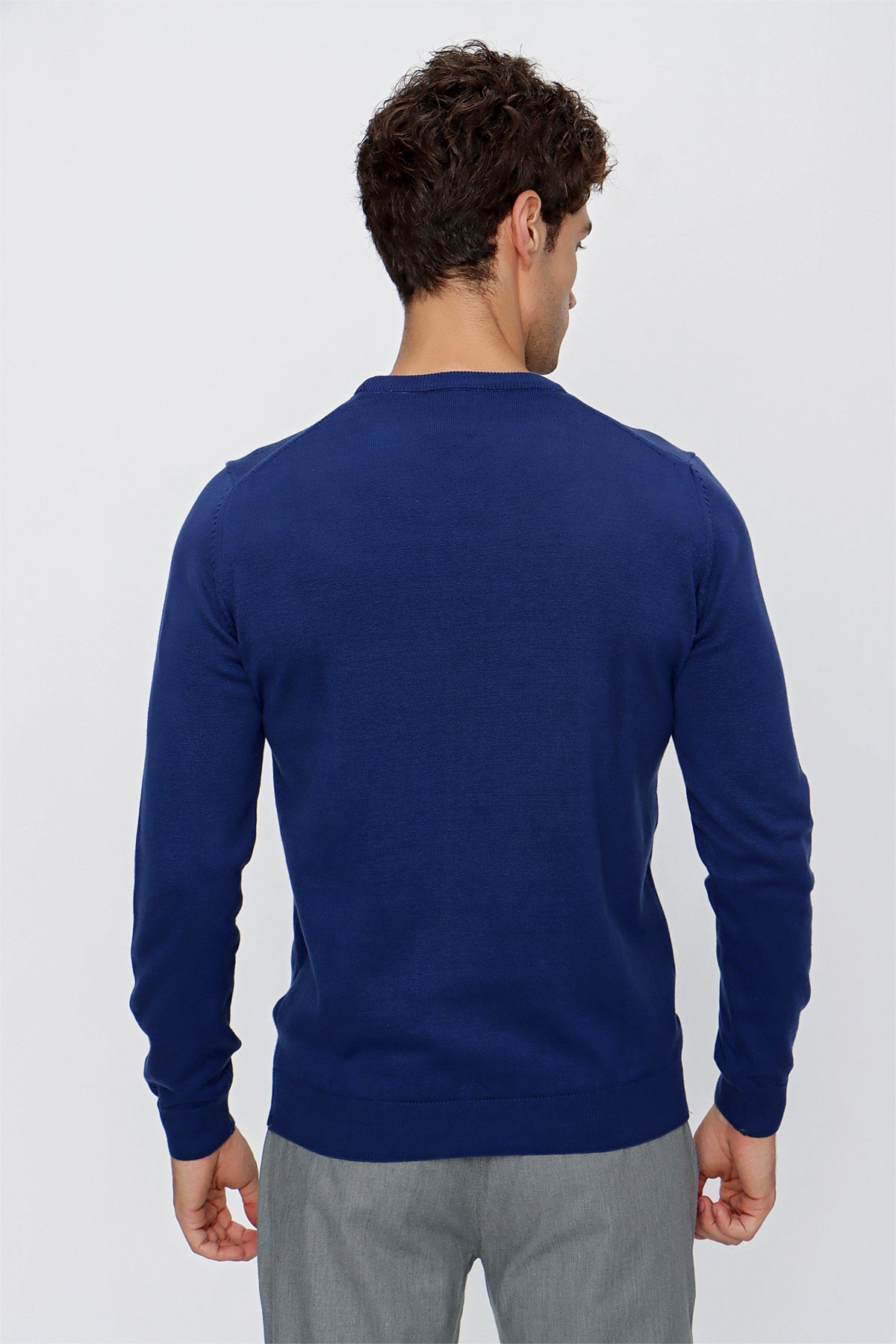 Comfort-Fit Round-Neck Knitwear - Indigo Blue