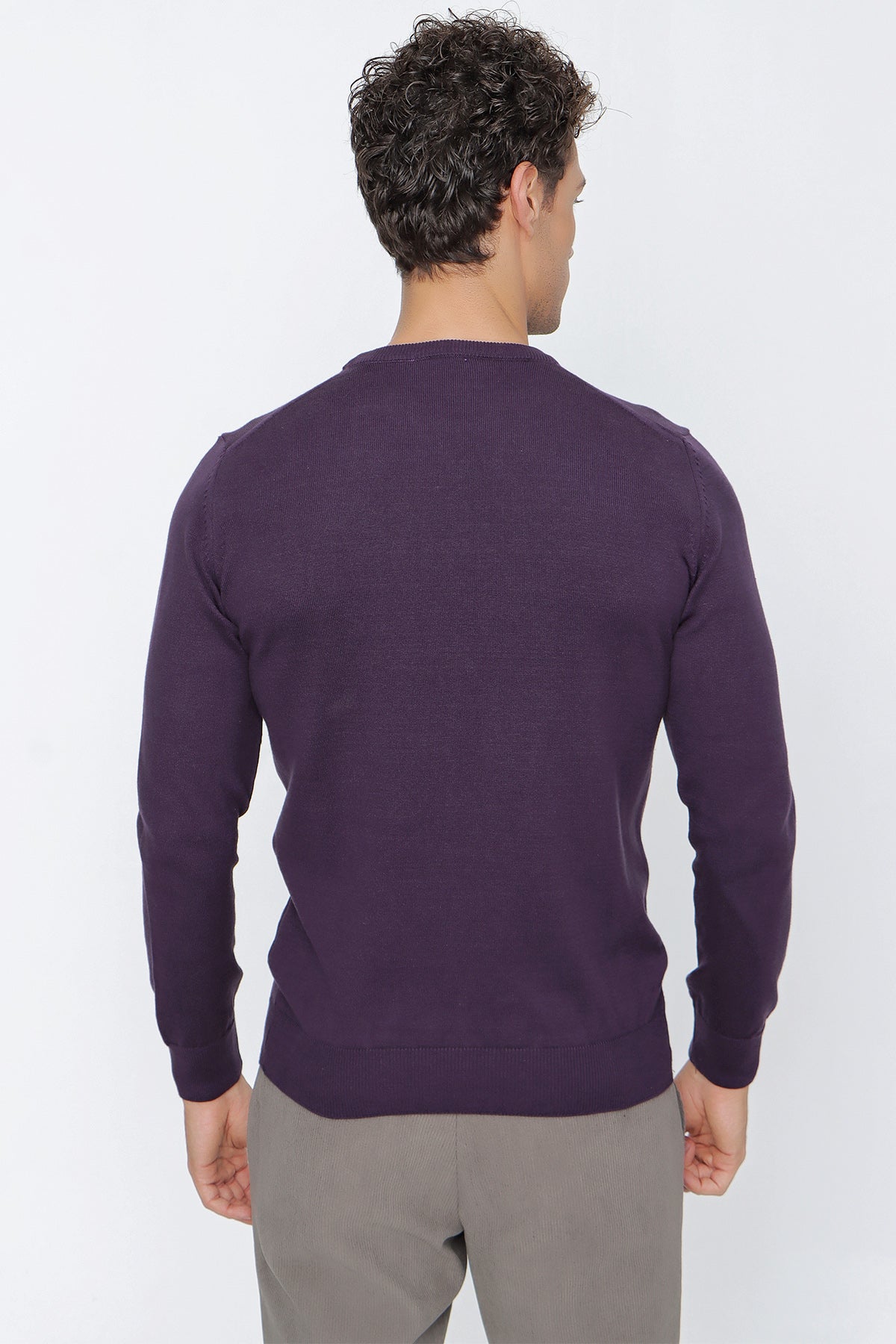 Comfort-Fit Round-Neck Knitwear - Purple