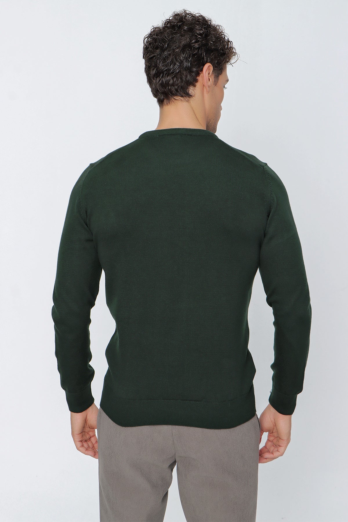 Comfort-Fit Round-Neck Knitwear - Dark Green