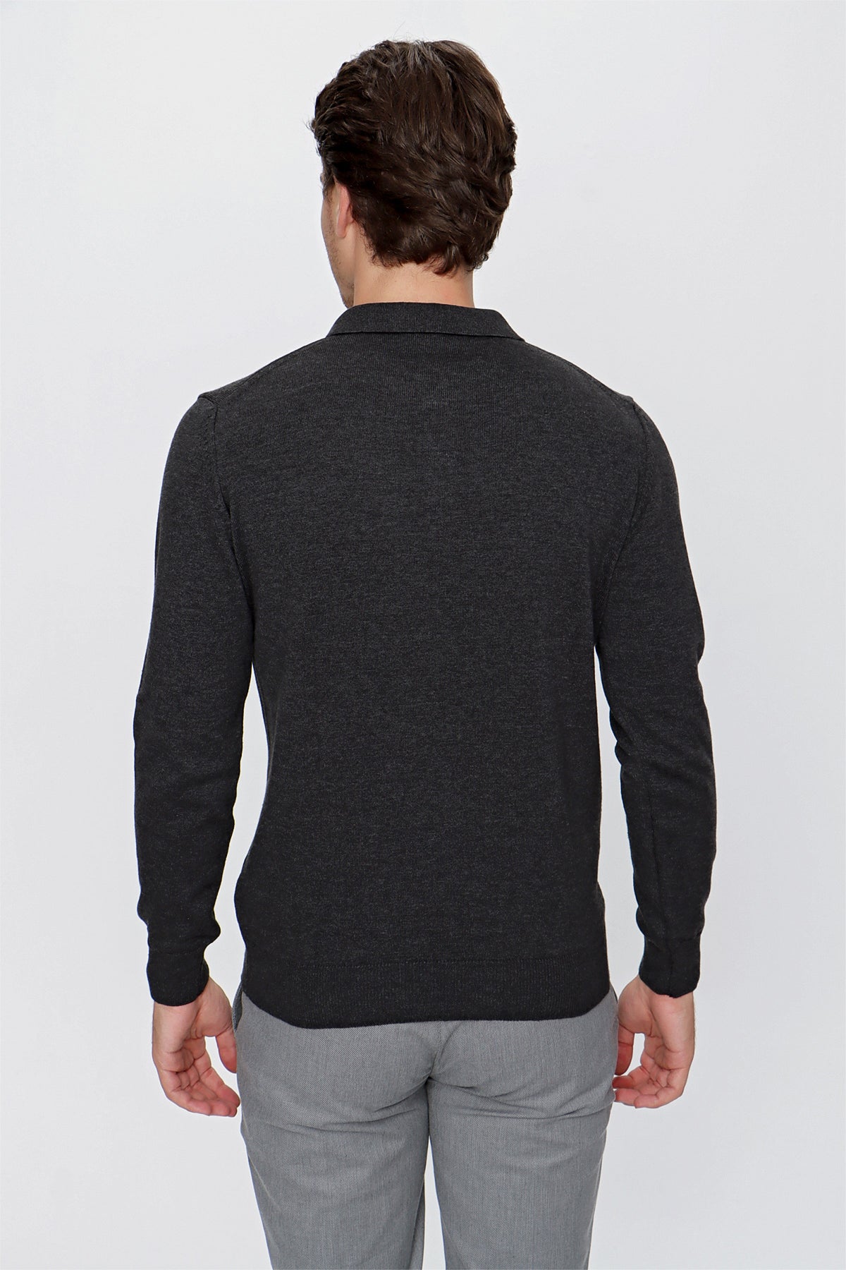 Comfort-Fit Polo-Neck Knitwear - Dark Grey