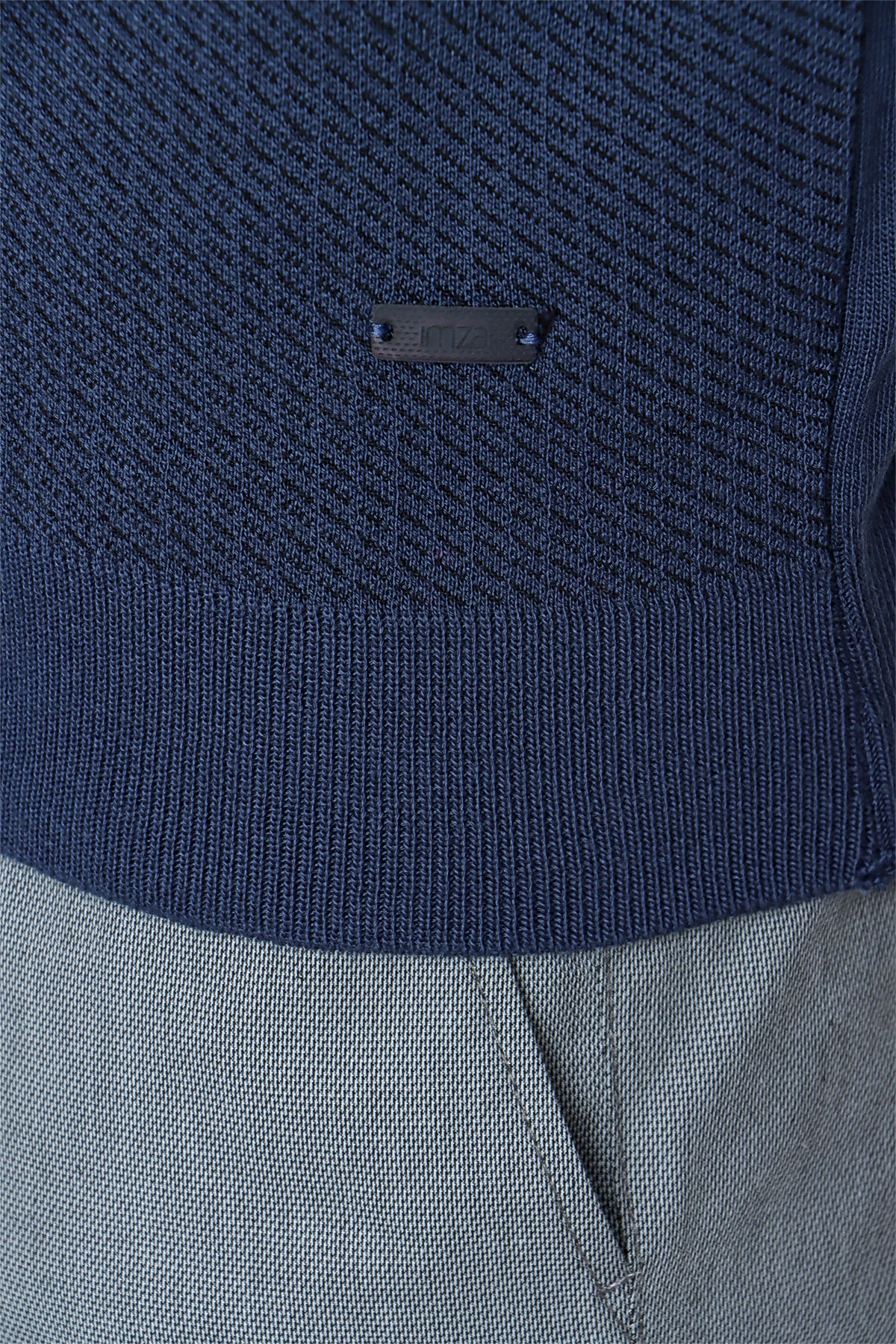 Comfort-Fit Half-Neck Patterned Knitwear - Navy Blue