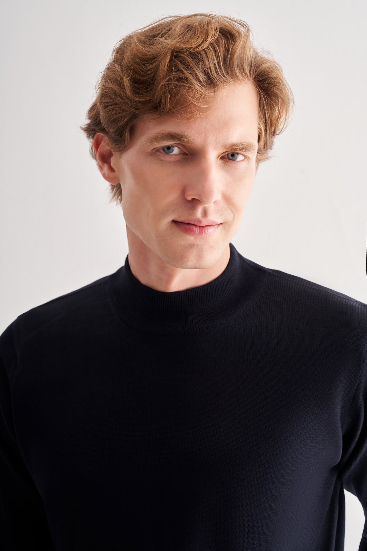 Comfort-Fit Half-Neck Jacquard Knitwear - Dark Navy