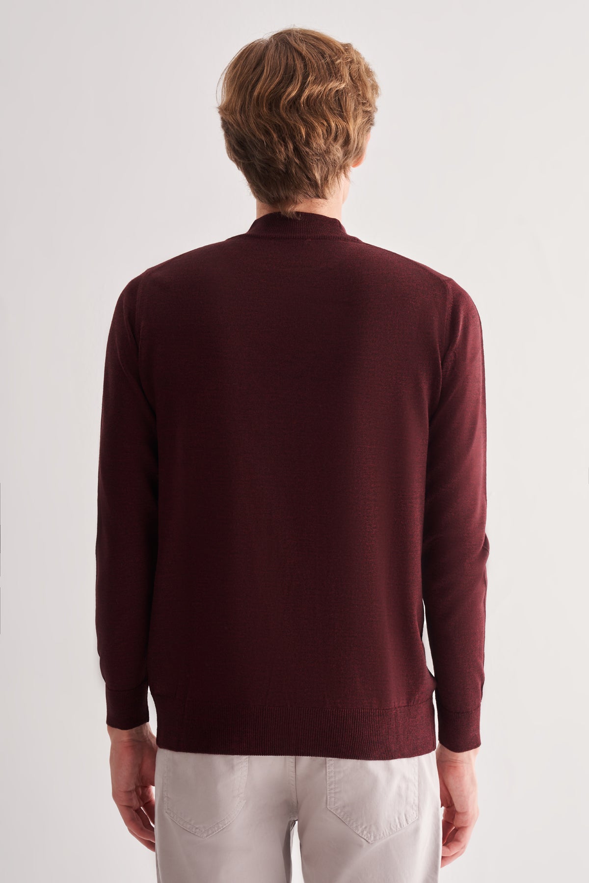 Comfort-Fit Half-Neck Knitwear - Burgundy